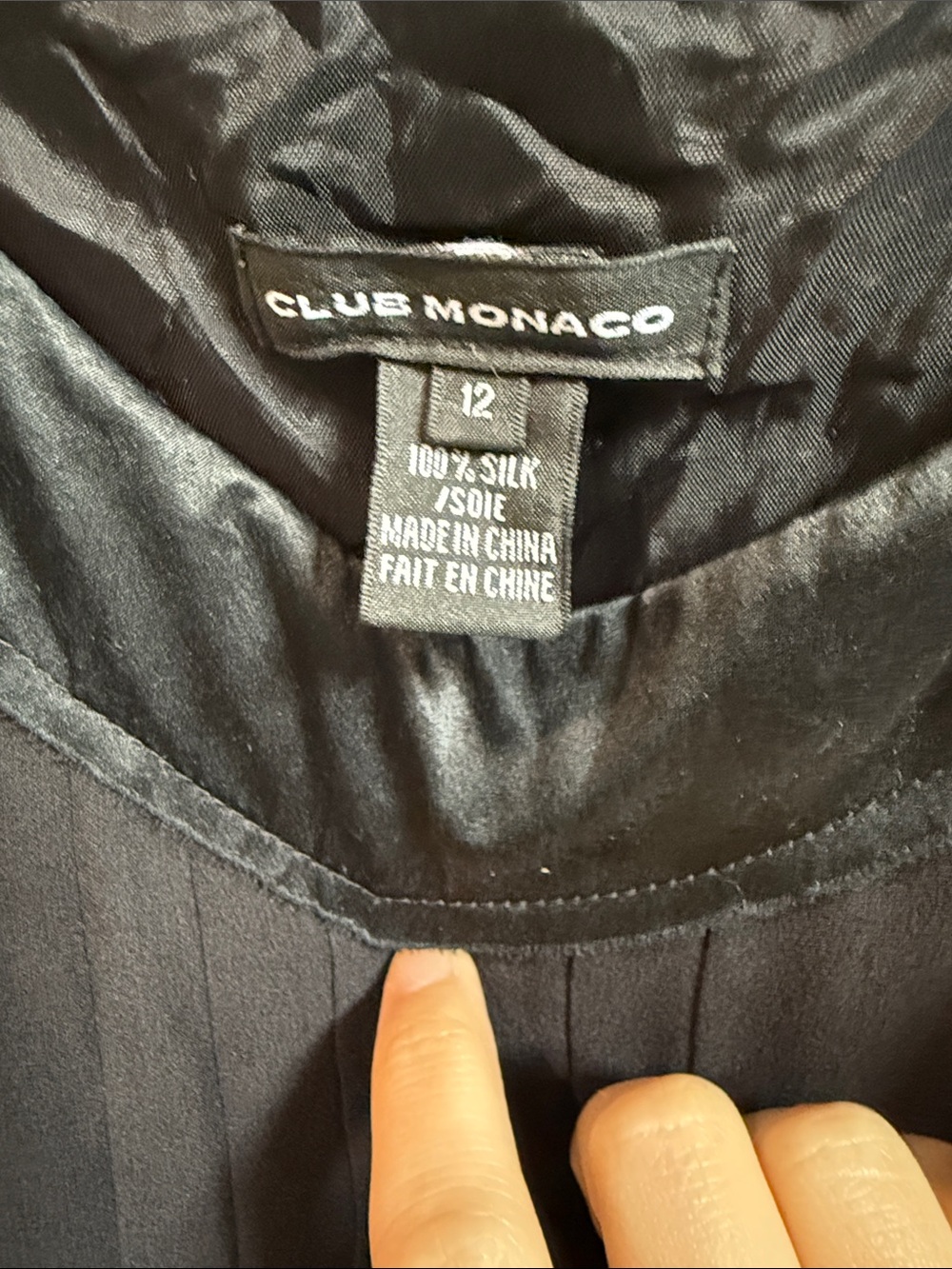 Club Monaco Black V-Neck Tie-Waist Slip Dress - 100% Silk - Picture 3 of 6